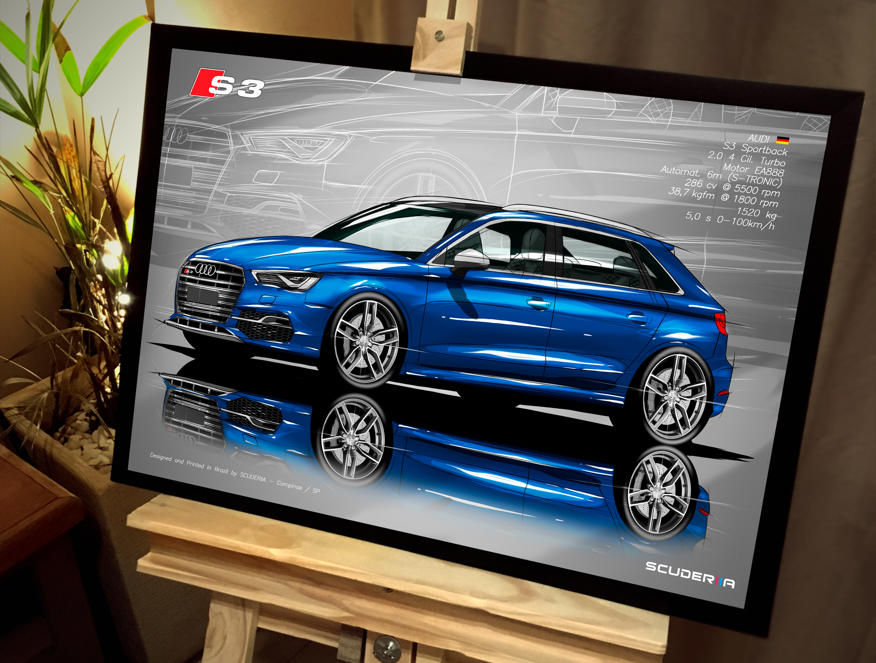 QUADRO DECORATIVO AUDI S3 SPORTBACK 2.0 TURBO QUATTRO (8V) - PERSPECTIVE