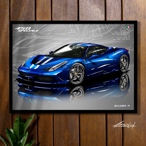 QUADRO DECORATIVO FERRARI 458 SPECIALE 4.5 V8 605cv - PERSPECTIVE
