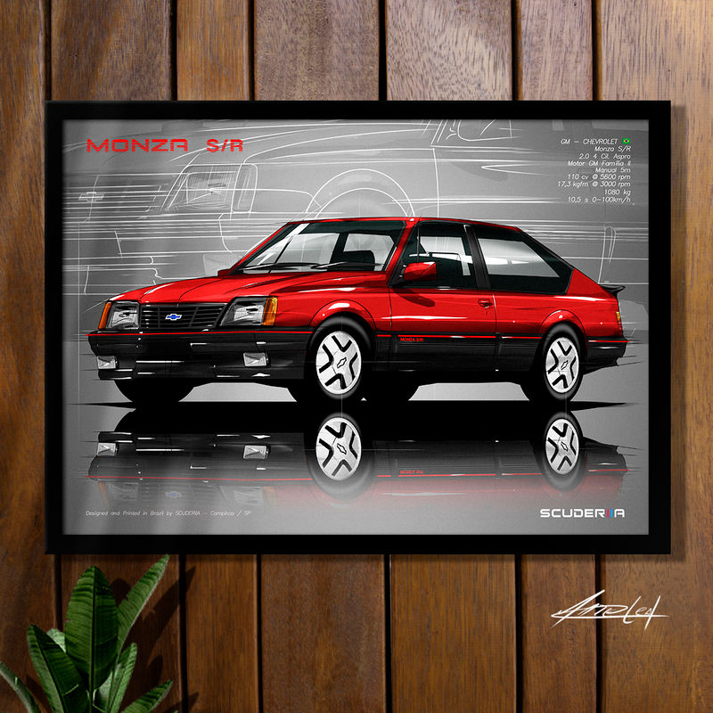 QUADRO DECORATIVO CHEVROLET MONZA H POSTER PRESENTE CRIATIVO CARROS ANTIGOS NACIONAISATCH SR 2.0 - PERSPECTIVE