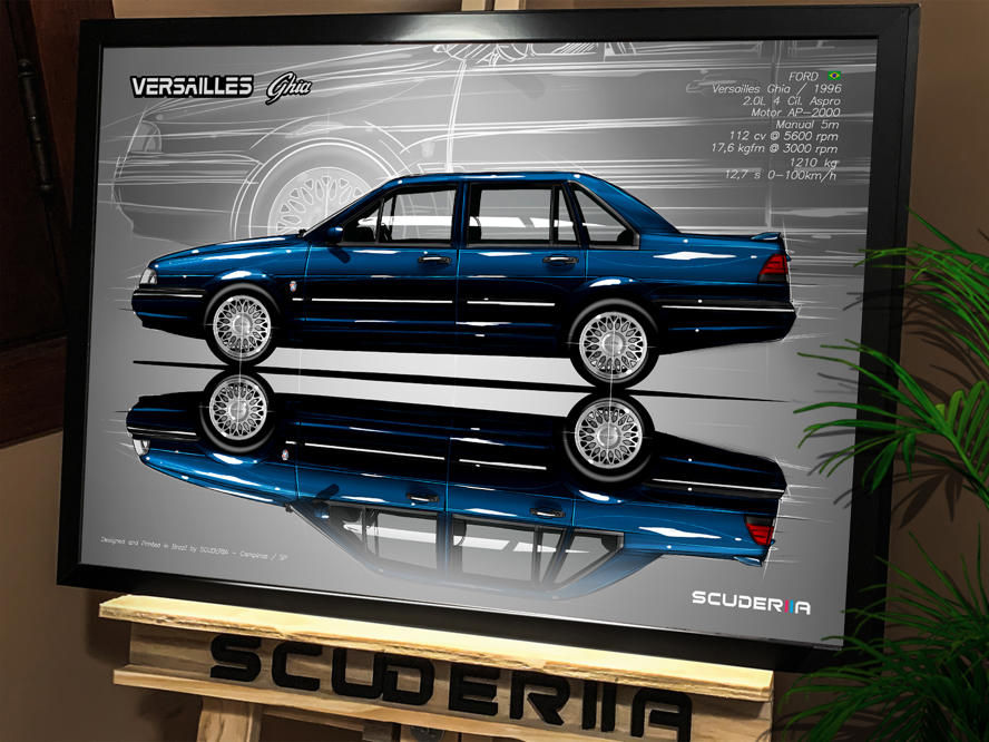 Miniatura: QUADRO POSTER FORD VERSAILLES GHIA 2.0 4P - SIDE STREET AUTOLATINA CARRO SCUDERIIA NACIONAL