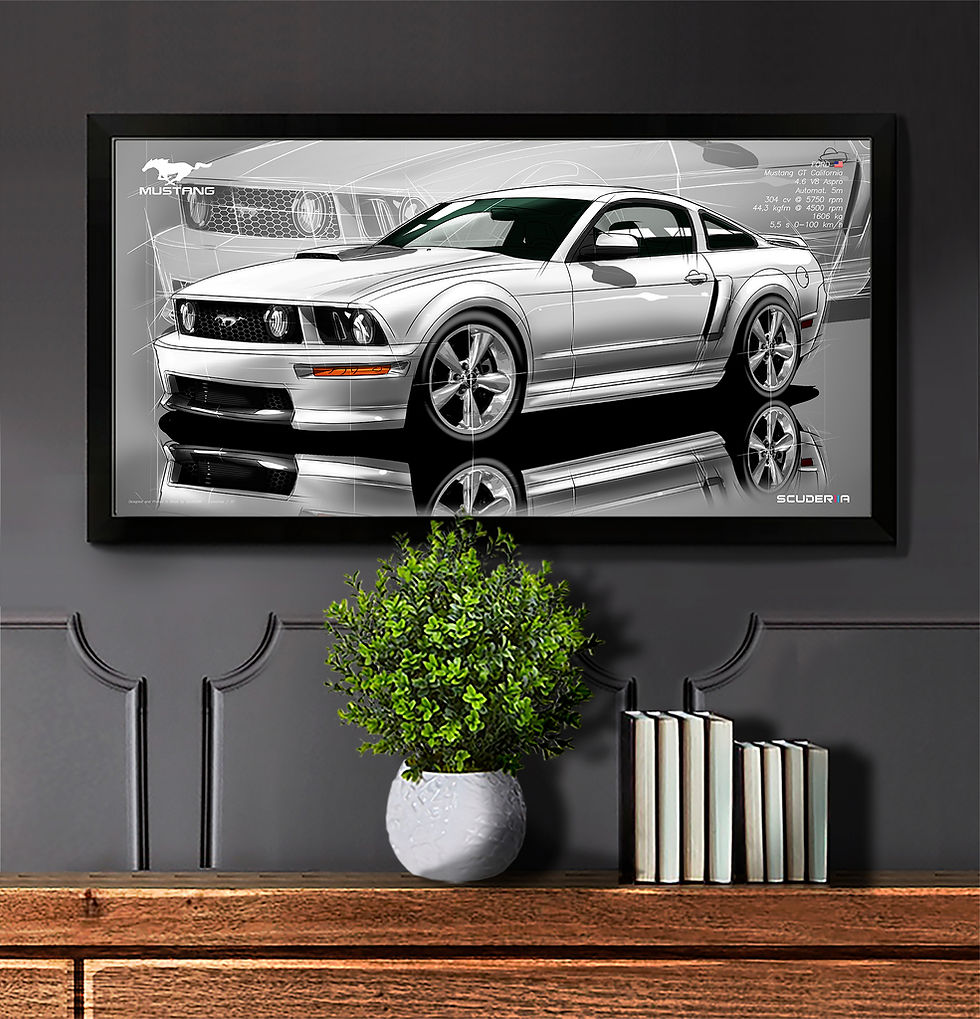 QUADRO DECORATIVO FORD MUSTANG GT CALIFORNIA 4.6 V8 - PERSPECTIVE 87x45cm