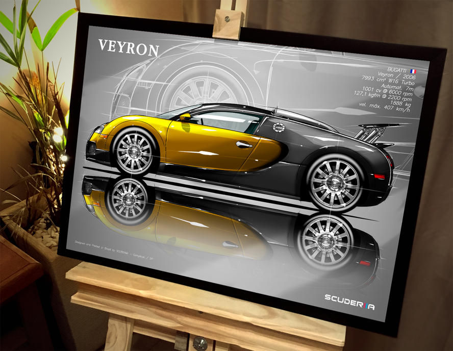Miniatura: QUADRO DECORATIVO BUGATTI VEYRON W16 - SIDE STREET