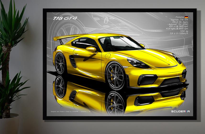 Miniatura: QUADRO DECORATIVO PORSCHE 718 GT4 CAYMAN 4.0 420cv - PERSPECTIVE