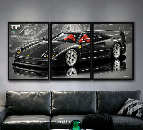 QUADRO DECORATIVO FERRARI F40 2.9L V8 Bi-turbo MOSAICO