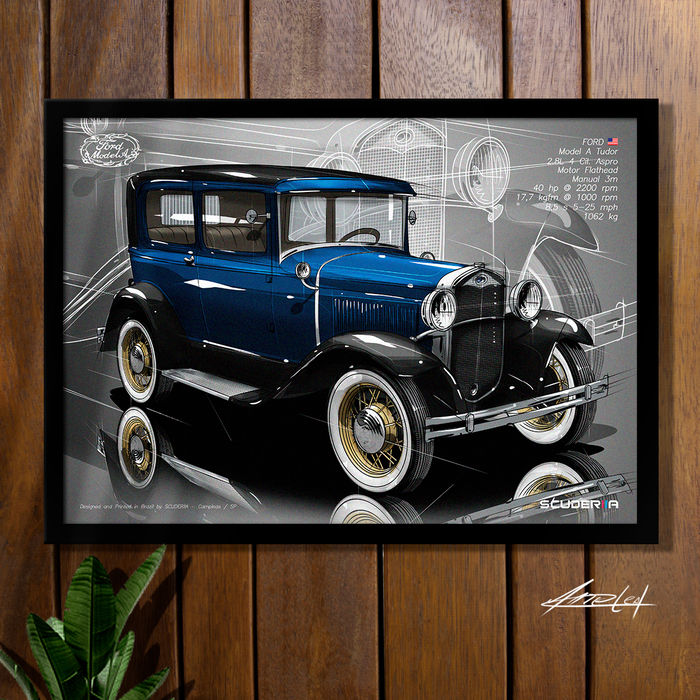 QUADRO DECORATIVO FORD TUDOR SEDAN (MODEL A) 1928-1931 - PERSPECTIVE FORDINHO 29