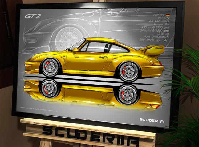 Miniatura: QUADRO DECORATIVO PORSCHE 911 GT2 3.6 6cil. 430cv (993) - SIDE STREET