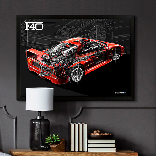 QUADRO DECORATIVO FERRARI F40 2.9L V8 Bi-Turbo Coupe - GHOST