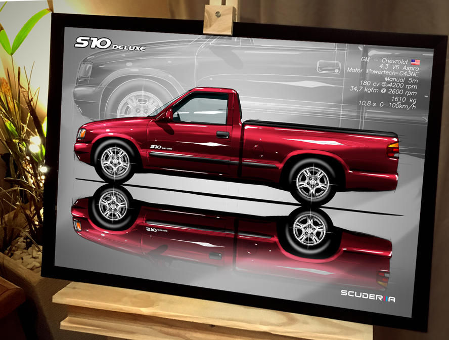 Miniatura: QUADRO POSTER CHEVROLET S10 DeLuxe 4.3 V6 CS - SIDE STREET VORTEC CABINE SIMPLES ANOS 90