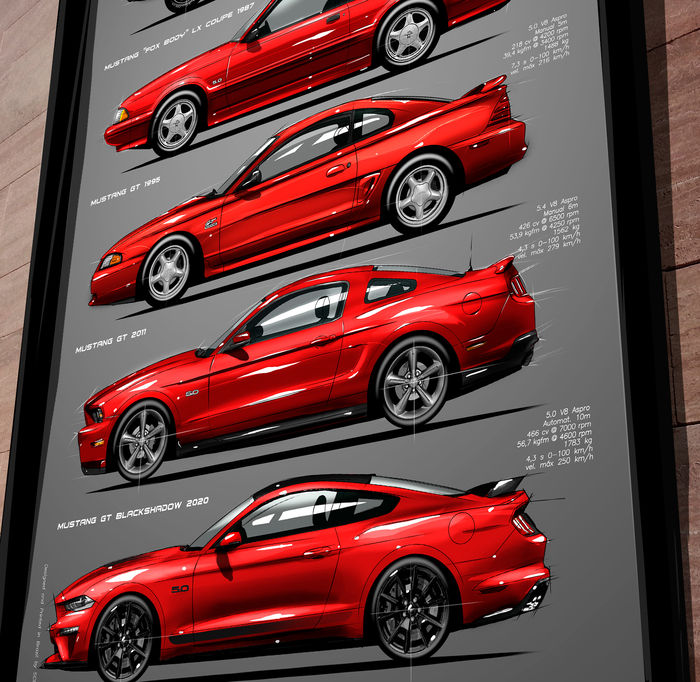 Miniatura: QUADRO DECORATIVO FORD MUSTANG GT EVOLUTION - LEGEND'S - WIDE 87x45cm