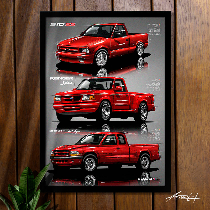 Thumbnail: QUADRO DECORATIVO ANOS 90 / SS10 / RANGER SPLASH / DAKOTA R/T  - LEGEND'S CHEVROLET FORD DODGE PICKUP'S