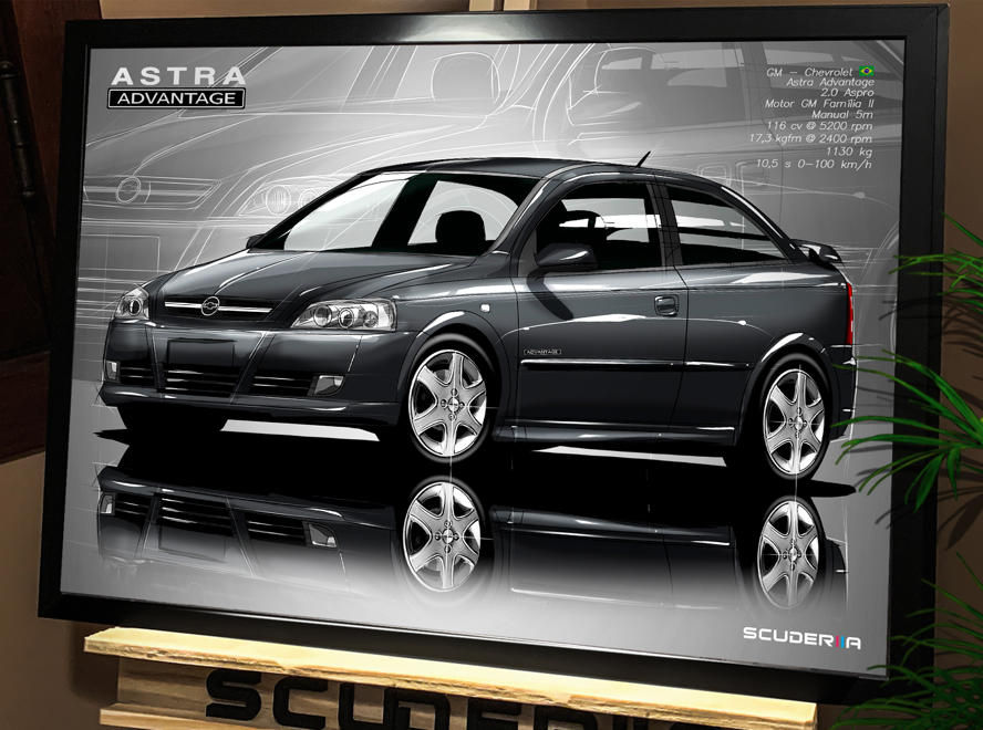 quadro poster chevrolet ASTRA ADVANTAGE 2.0 2P 116CV - PERSPECTIVE carro scuderiia