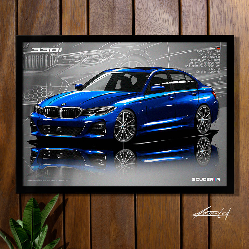 QUADRO DECORATIVO BMW 330i M SPORT 2.0 TURBO 258cv (G20) - PERSPECTIVE BIMMER SCUDERIIA