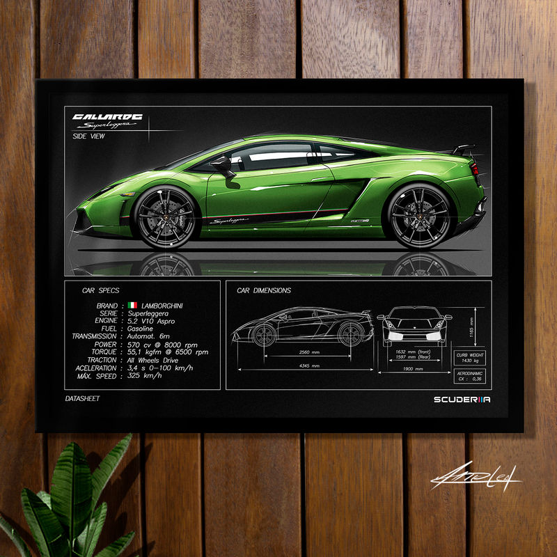 Miniatura: QUADRO DECORATIVO LAMBORGHINI GALLARDO 5.0 V10 SUPERLEGGERA - DATASHEET