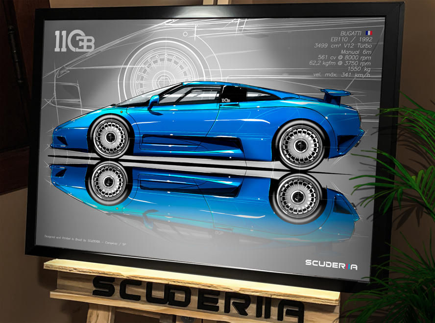 Miniatura: QUADRO DECORATIVO BUGATTI EB110 - SIDE STREET