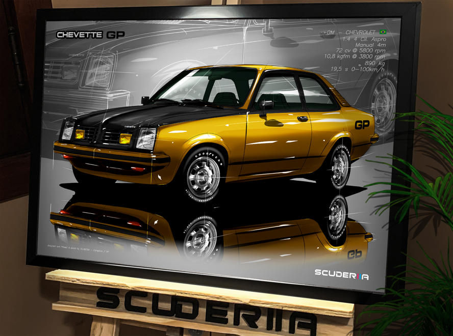 QUADRO POSTER CHEVROLET CHEVETTE GP COUPE 1.6 OHC (PONTIAC) - PERSEPCTIVE