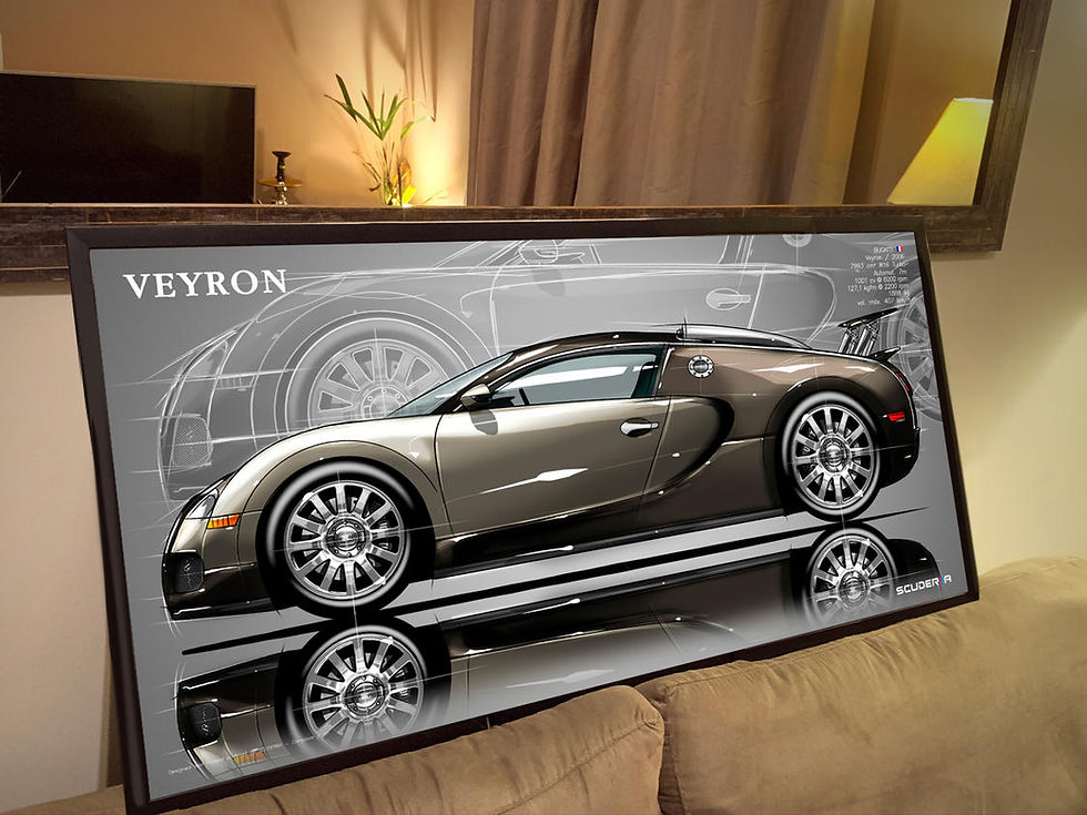 Thumbnail: QUADRO DECORATIVO BUGATTI VEYRON - SIDE STREET WIDE 87cm x 45cm