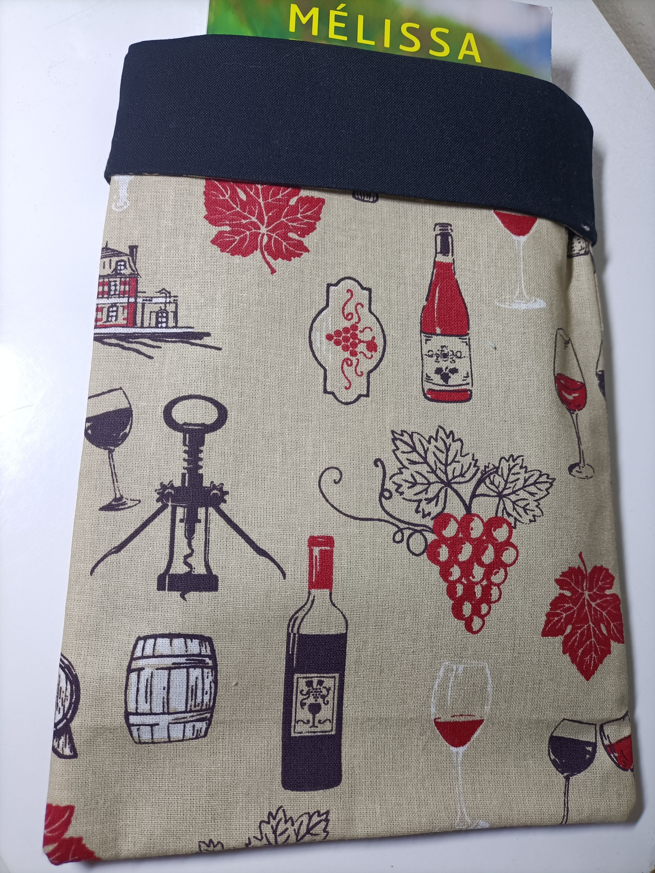 Pochette pour livre "vin"