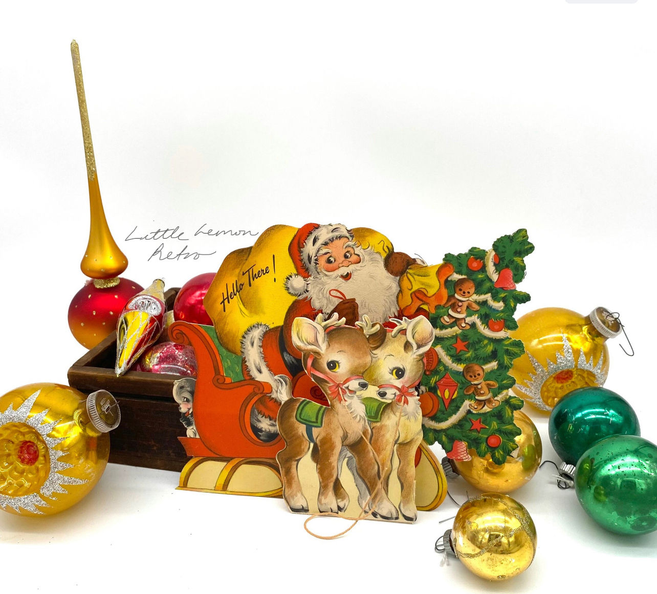 Vintage Hallmark 3-D pop out Christmas card featuring Santa and adorable reindee