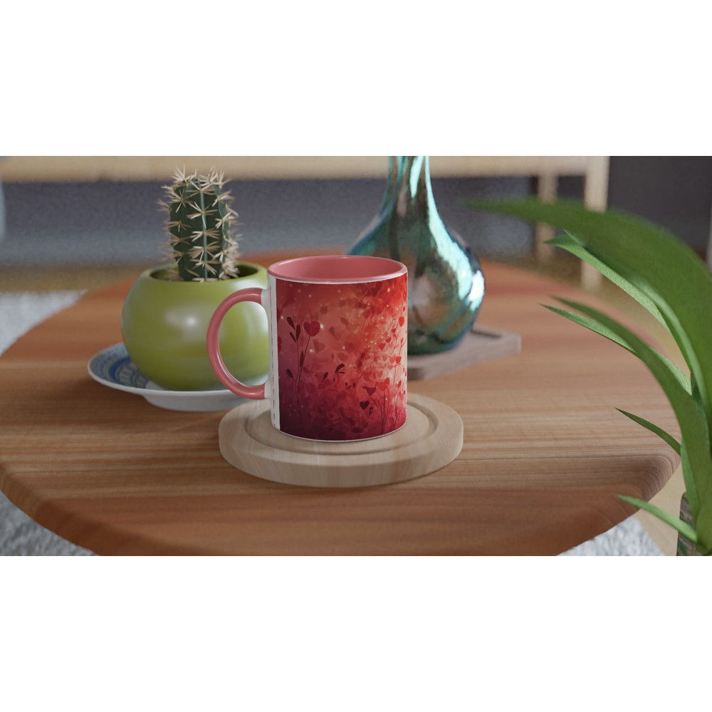 Couples Kissing Mug | Unique Valentine's Gift | Heart Flower Meadow Love Scene