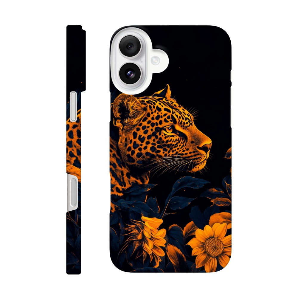 Leopard In Sunflowers - Black Background, Animal Lovers Design Phone case
