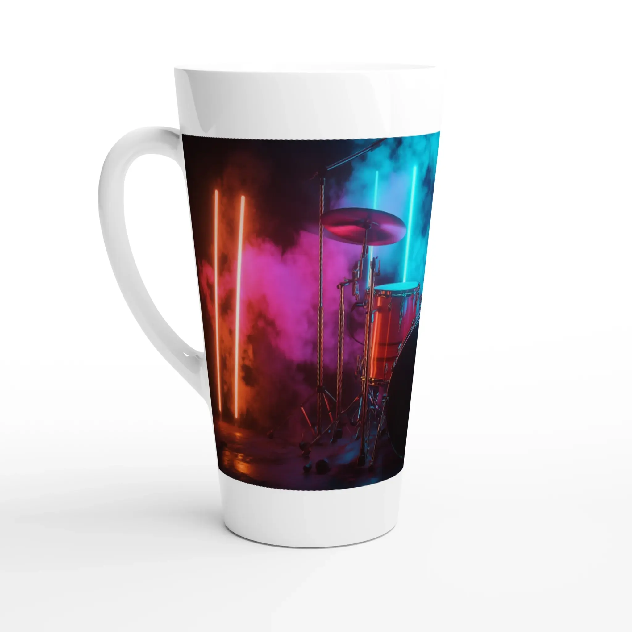 Smoking Neon Drum Kit Mug | Unique Musician Gift | Neon Coffee Cup | Drum