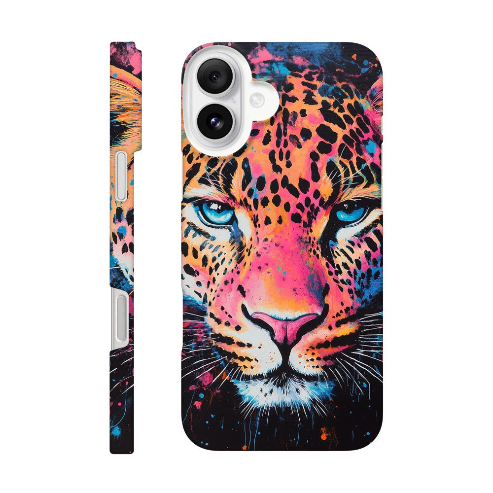 Leopard Face Acrylic Painting iPhone Case | Vibrant Colors, Unique Design,