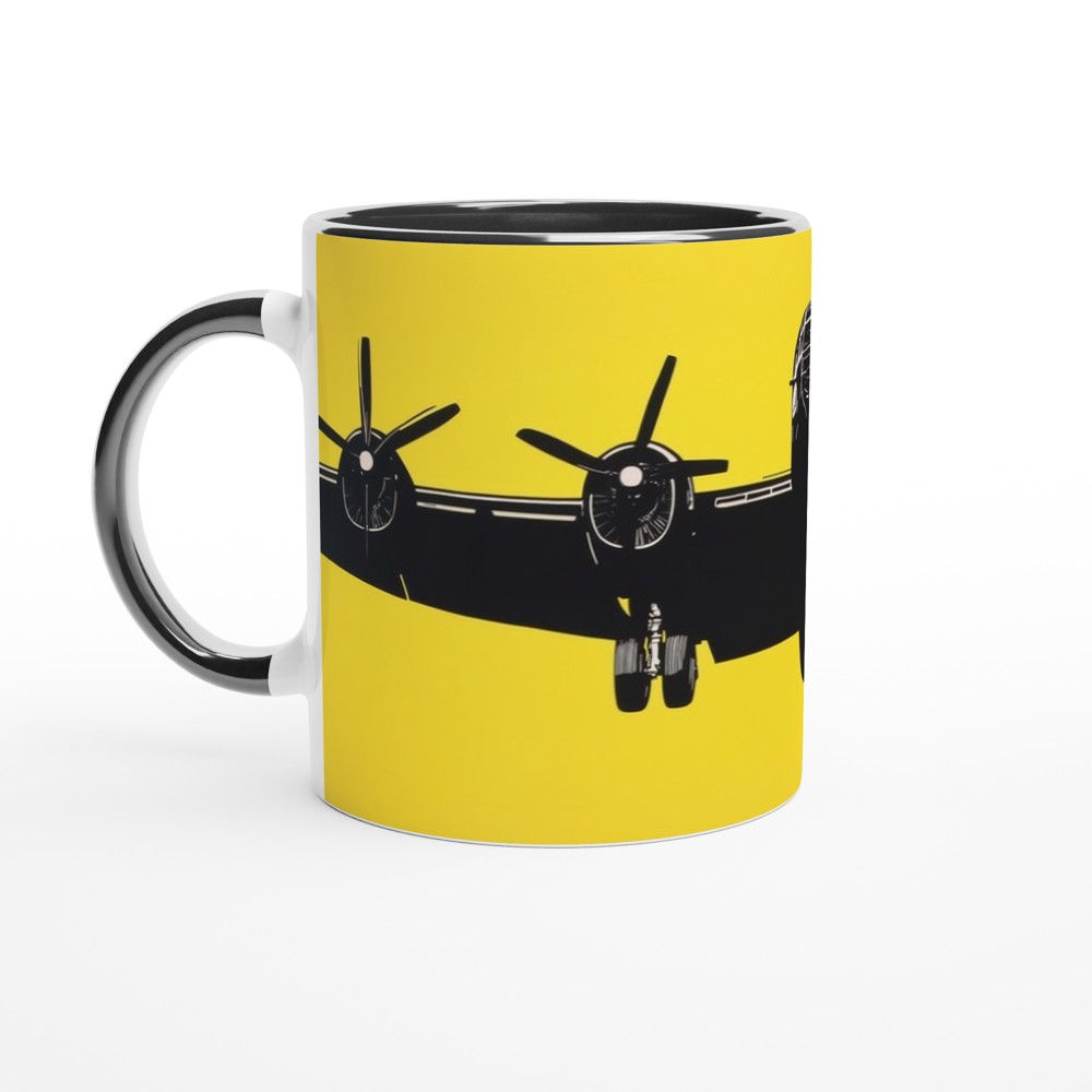 Pop Art Aeroplane Mug - Lancaster Bomber Style 11oz Ceramic Coffee Cup, Unique