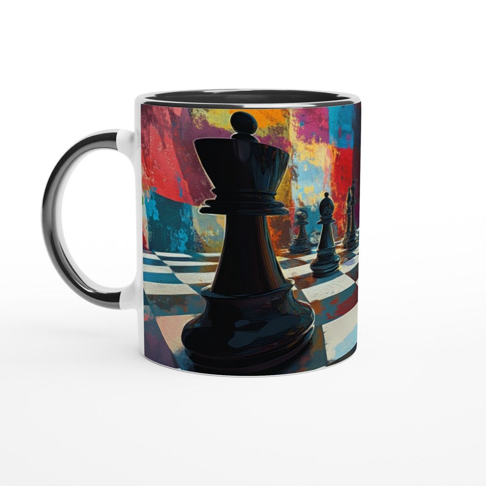 Artistic Oversized Chess Game Scene Mug - 11oz Ceramic Coffee Cup for Board