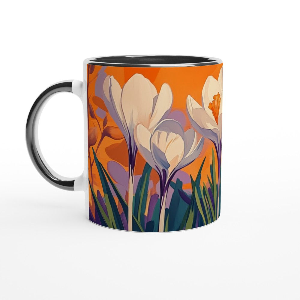 Clarice Cliff Style Crocus Flower Mug | Art Deco Scene | 11oz Ceramic Coffee