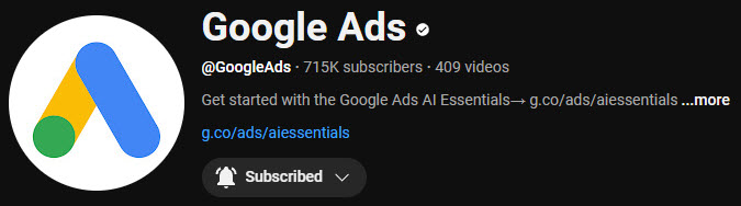 Google Ads YouTube Channel