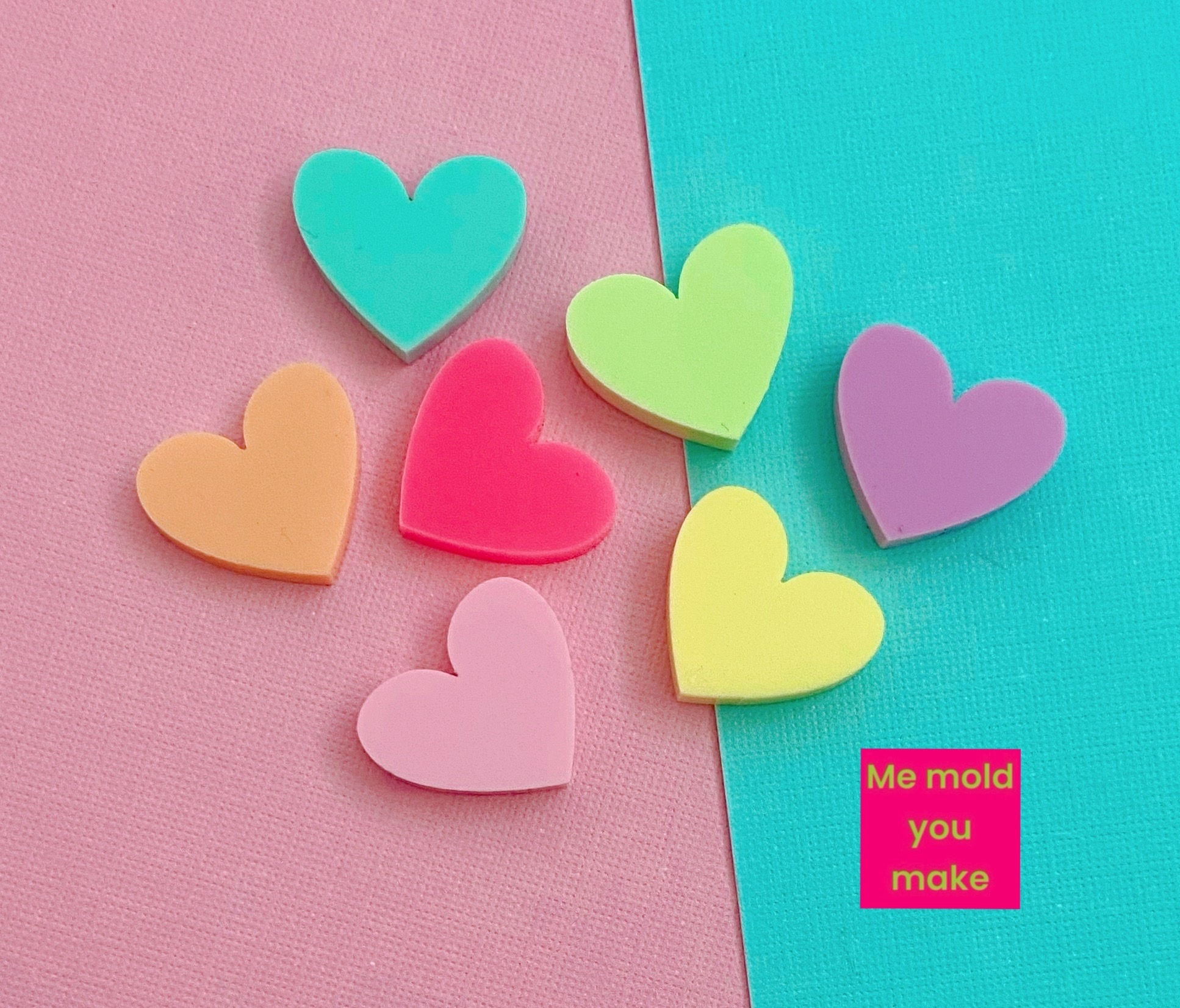 10 pcs colourful heart studs or stud topper