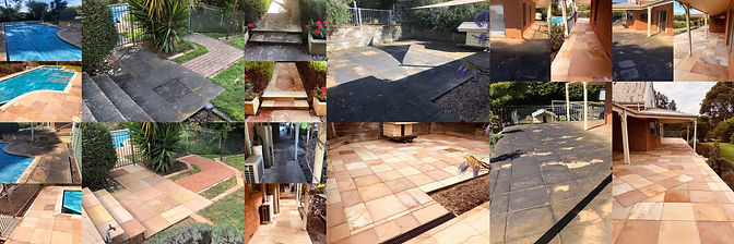 These are example images of sandstone and bluestone natural paver areas including a retaining wall that ISEALCO has professionally cleaned and sealed in melbourne pakenham using penetrating sealer