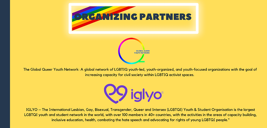 The logo of two organising partners: The GQYN and IGLYO