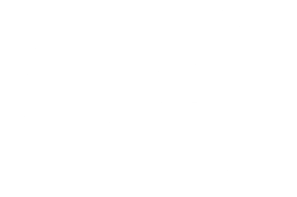 White laurel wreath surrounds Best of Festival Holmlands Adventure Film Festival 2026 on a black background.