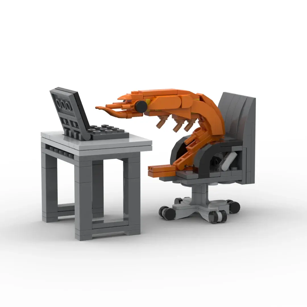 MOC Building block shrimp model figurines, puzzle assembly, boys and