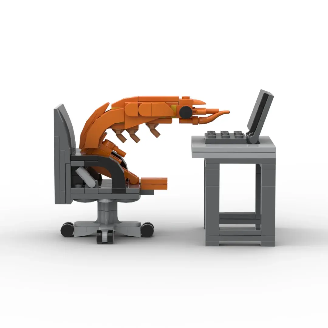 MOC Building block shrimp model figurines, puzzle assembly, boys and