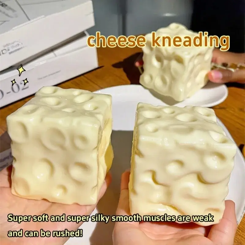 Taba Squishy Cheese Cube Stress Ball Shapeable Squeeze Ball Non