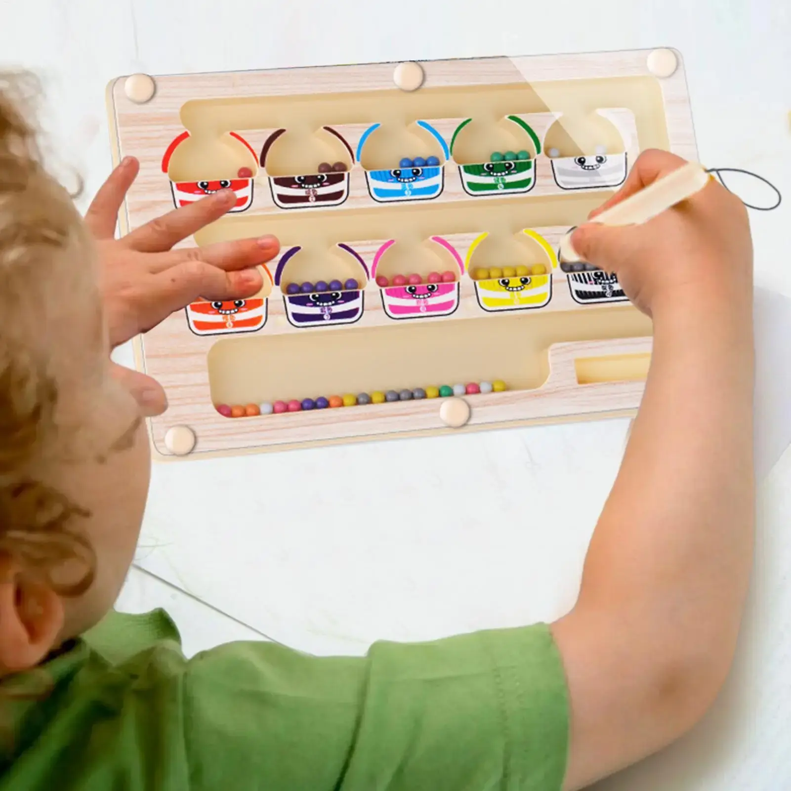 Montessori Magnetic Color Sorting Maze Number Maze Toys Wooden Puzzle