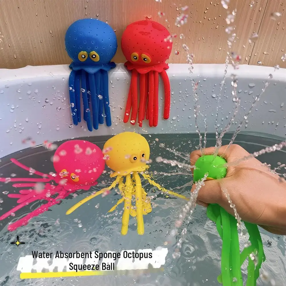 Baby Bath Toys Sponge Water Absorbing Octopus Squeezing Stress Relief