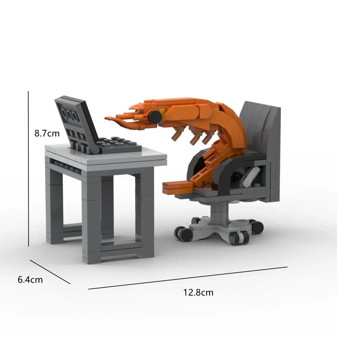 MOC Building block shrimp model figurines, puzzle assembly, boys and