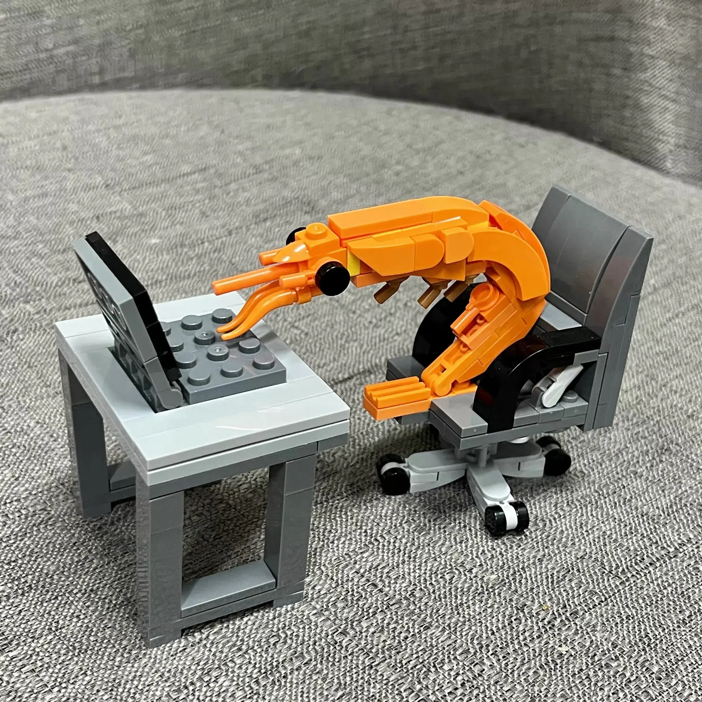 MOC Building block shrimp model figurines, puzzle assembly, boys and