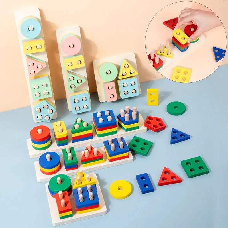 Montessori Toy Wooden Building Blocks Early Learning Educational Toys