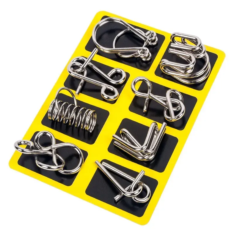 8Pcs/Set Metal Montessori Puzzle Wire IQ Mind Brain Teaser Puzzles