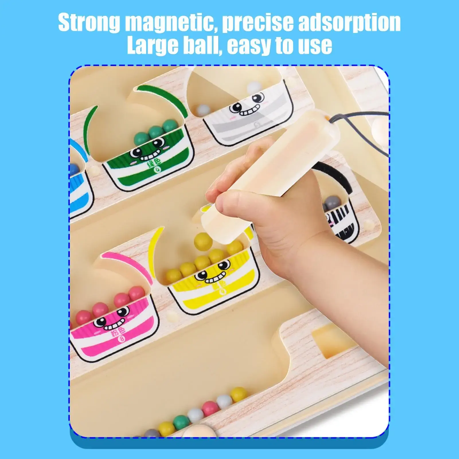 Montessori Magnetic Color Sorting Maze Number Maze Toys Wooden Puzzle