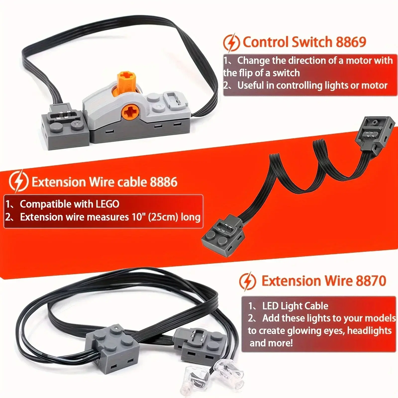 MOC Power Functions Servo Train Motor Battery Box Switch Light IR
