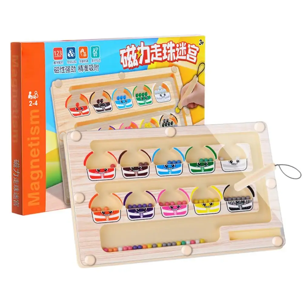 Montessori Magnetic Color Sorting Maze Number Maze Toys Wooden Puzzle