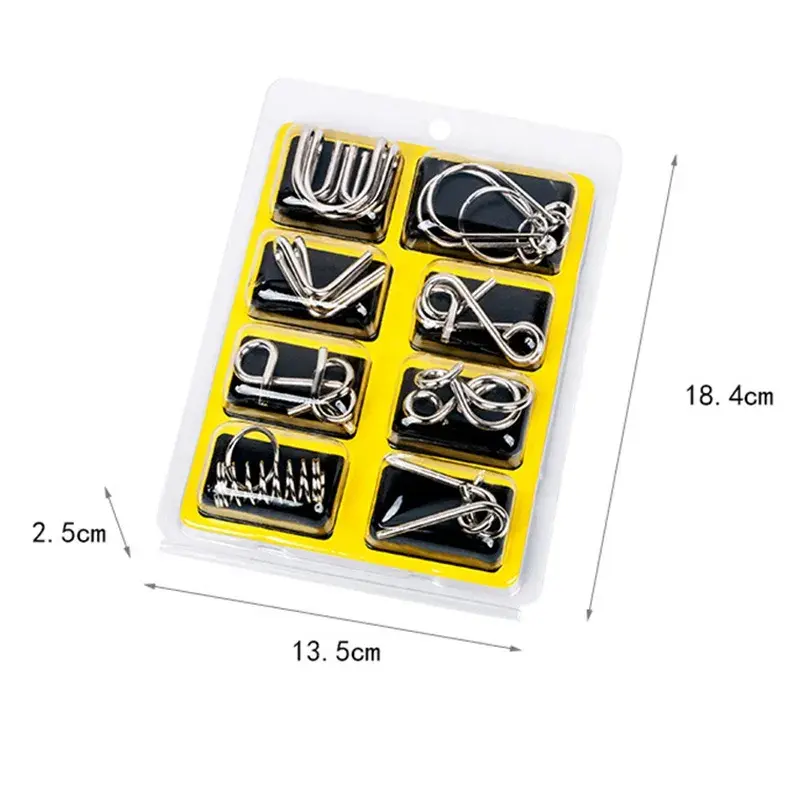 8Pcs/Set Metal Montessori Puzzle Wire IQ Mind Brain Teaser Puzzles