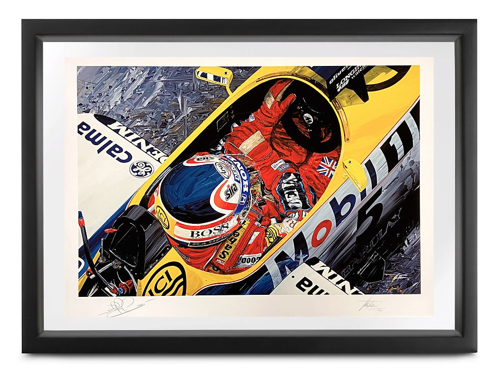 Thumbnail: Nigel Mansell signed Mansell FW11 art by David Johnson