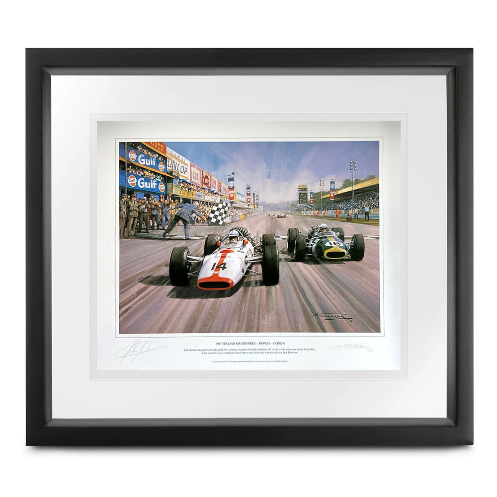 John Surtees, Honda at Monza, signed print