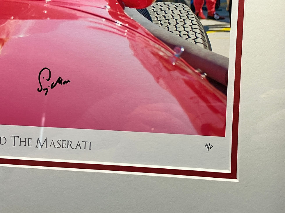 Thumbnail: 'Sir Stirling, The Blonde & The Maserati' signed A/P